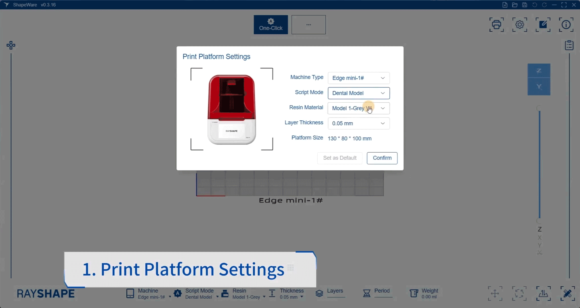 एक क्लिक दंत मॉडल
